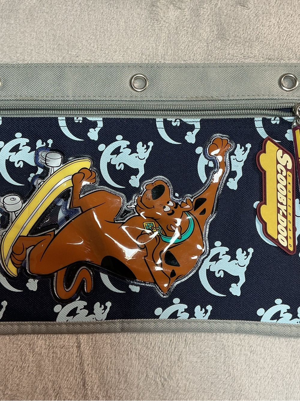 Vintage Scooby Doo Pen Pencil Zipper Pouch Bag 3 Ring Binder Blue 2002 Y2K